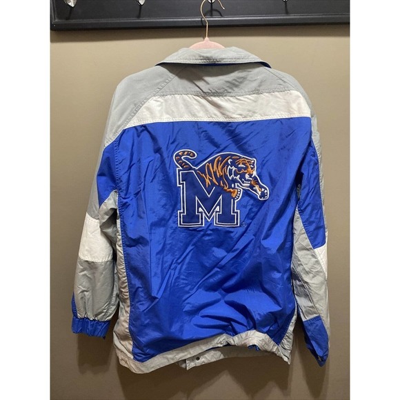 Univ Memphis Tigers Windbreaker Jacket Lined Full Zip Vintage Retro Pro Player L